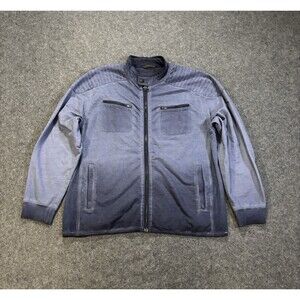 32 Bar Blues Full Zip Jacket Men’s XL Elbow Patch Cotton Blue